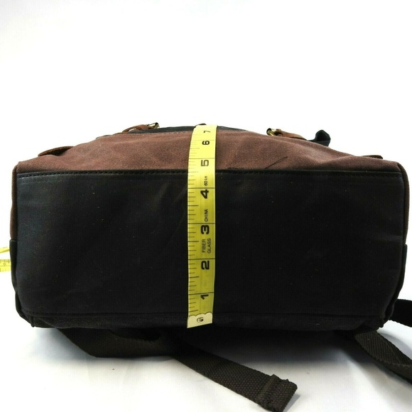 Waxed Canvas With Leather Trim Roll Top Backpack - Picture 6 of 8
